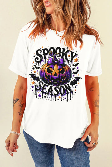 Full Size Jack - O' - Lantern Graphic Round Neck Short Sleeve T-Shirt - CELIVINE
