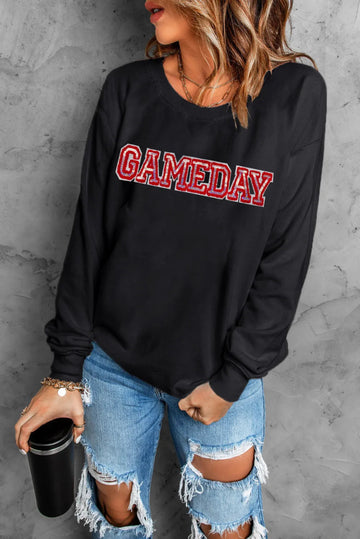 GAME DAY Round Neck Long Sleeve Sweatshirt - CELIVINE