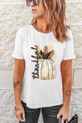 Graphic Round Neck Short Sleeve T-Shirt - CELIVINE