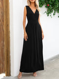 Surplice Neck Sleeveless Maxi Dress - CELIVINE