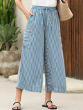 Contrast Striped Wide leg Pants - CELIVINE