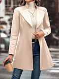 Collared Neck Long Sleeve Longline Coat - CELIVINE
