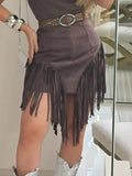 Fringe Square Neck Bodycon Mini Dress - CELIVINE