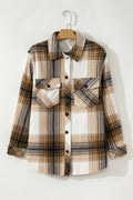 Plaid Button Up Long Sleeve Shacket - CELIVINE