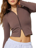 Zip Up Long Sleeve Active Outerwear - CELIVINE
