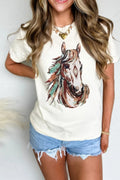Western Aztec Horse Graphic Tee - CELIVINE