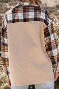 Plaid Button Up Long Sleeve Shacket - CELIVINE