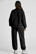 Quarter Zip Long Sleeve Top and Pants Set - CELIVINE