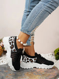 Cutout Leopard Lace Up Mesh Athletic - CELIVINE