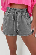 Drawstring Denim Shorts - CELIVINE