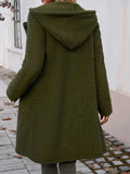 Devine Pocketed Long Sleeve Hooded Teddy Coat - CELIVINE