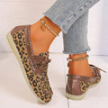 Lace Up Leopard Slip - Ons - CELIVINE