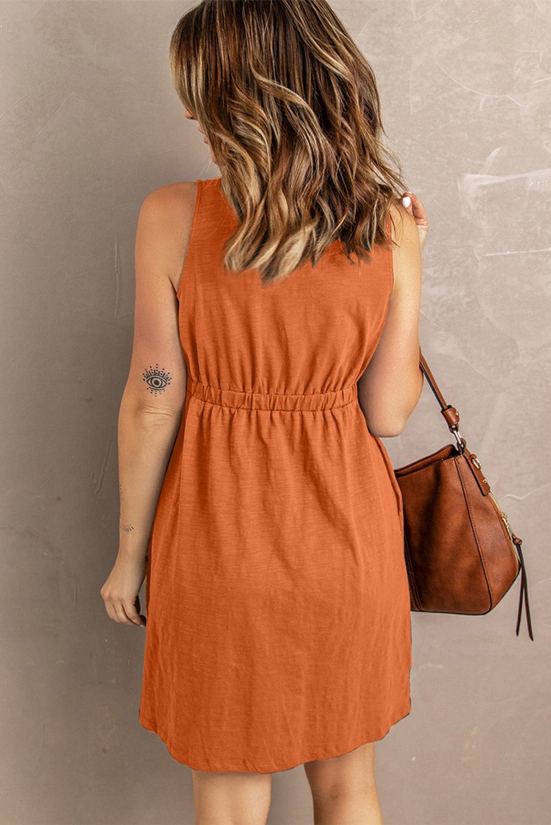 Sleeveless Button Down Mini Magic Dress - CELIVINE