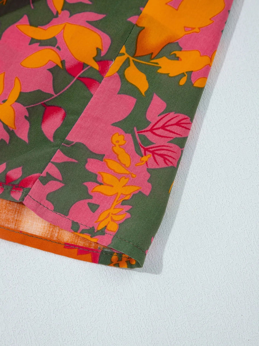 Smocked Floral Print Long Sleeve Maxi Dress - CELIVINE