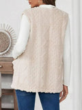 Fuzzy Open Front Vest with Pockets - CELIVINE