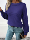 Round Neck Long Sleeve Sweater - CELIVINE