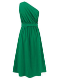 Single Shoulder Midi Dress - CELIVINE