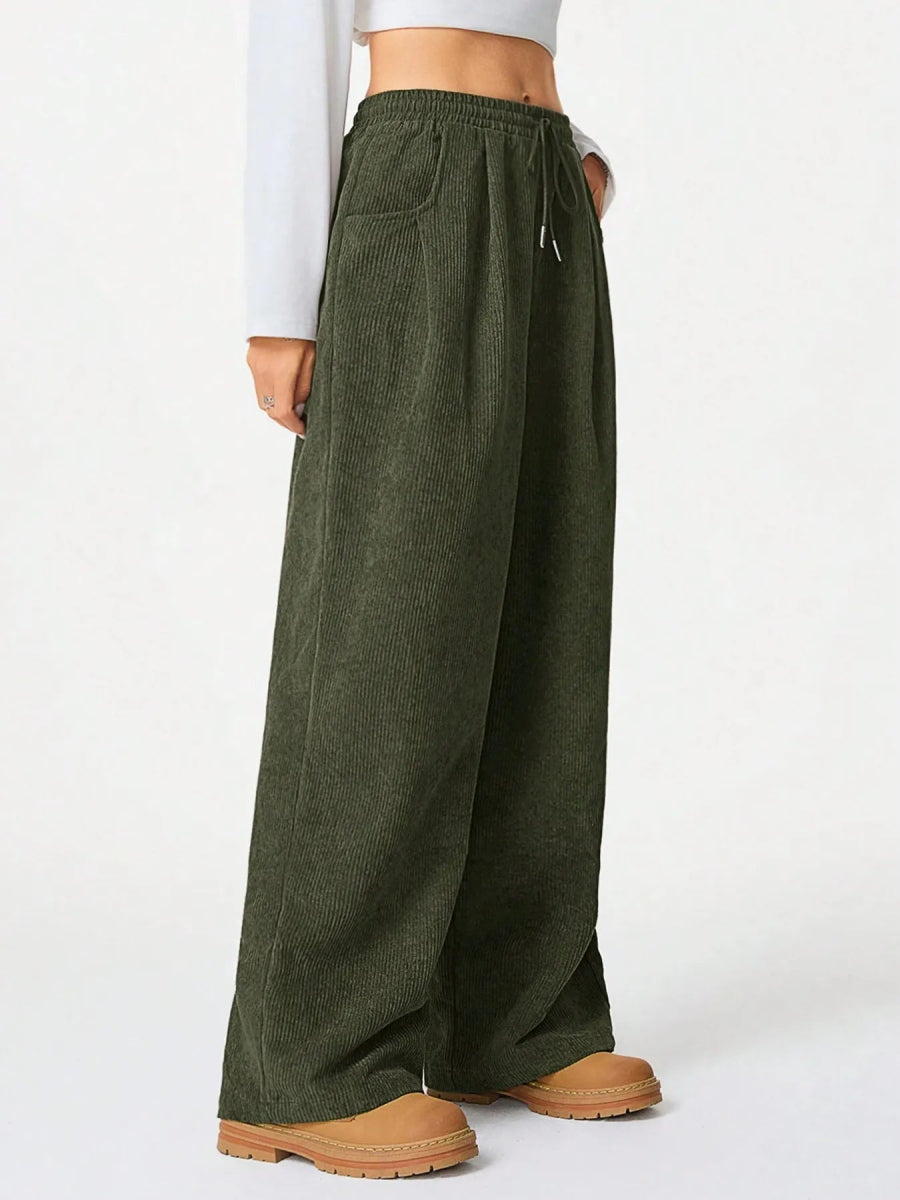 Wide Leg Drawstring Pants - CELIVINE