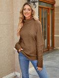 Cable - Knit Mock Neck Sweater - CELIVINE