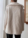 Fuzzy Open Front Long Sleeve Coat - CELIVINE