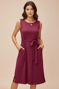 Tied Round Neck Sleeveless Dress - CELIVINE
