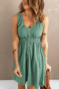 Sleeveless Button Down Mini Magic Dress - CELIVINE