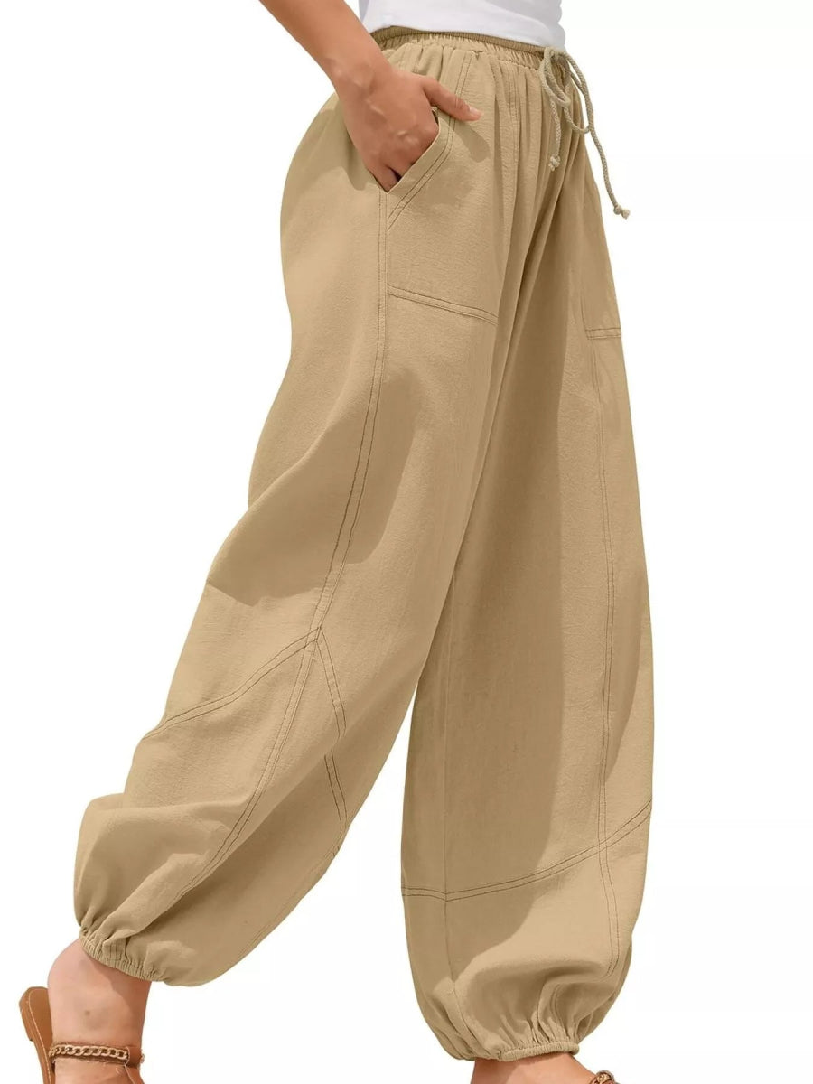 Wide Leg Drawstring Pants - CELIVINE