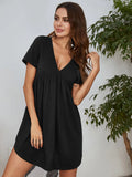V - Neck Short Sleeve Lounge Dress - CELIVINE