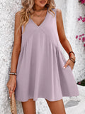 V - Neck Sleeveless Mini Dress - CELIVINE