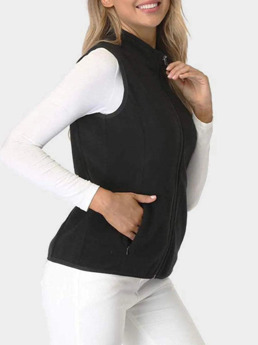 Zip Up Turtleneck Vest with Pockets - CELIVINE