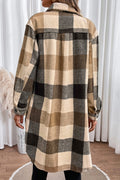 Plaid Button Down Longline Coat - CELIVINE