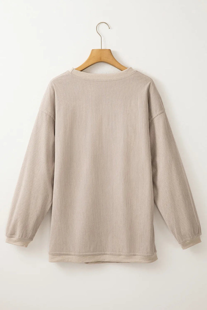 Full Size Sequin Boots Round Neck Long Sleeve Sweatshirt - CELIVINE