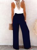 Full Size High - Waisted Textured Wide Leg Pants Plus Size - CELIVINE