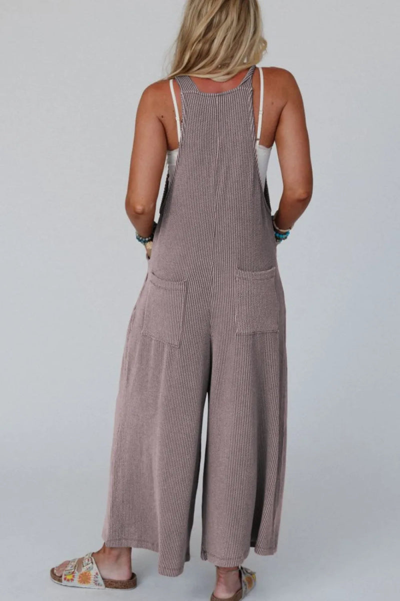 Corded Adjustable Straps Wide Leg Loose Overalls - CELIVINE