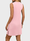 Slit V - Neck Sleeveless Mini Dress - CELIVINE