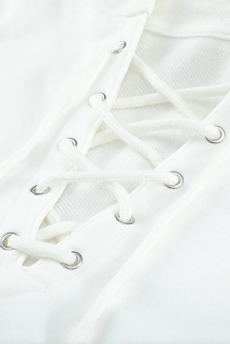 Lace Up Long Sleeve Hoodie - CELIVINE