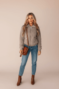 Zip Up Long Sleeve Plush Jacket - CELIVINE