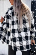 Plaid Button Up Long Sleeve Jacket - CELIVINE