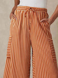 Contrast Striped Wide leg Pants - CELIVINE