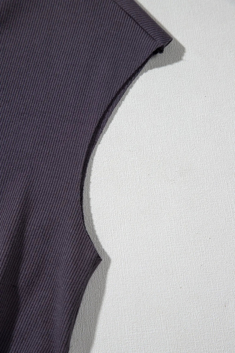 Knit Open Back Cap Sleeve Drawstring Romper - CELIVINE