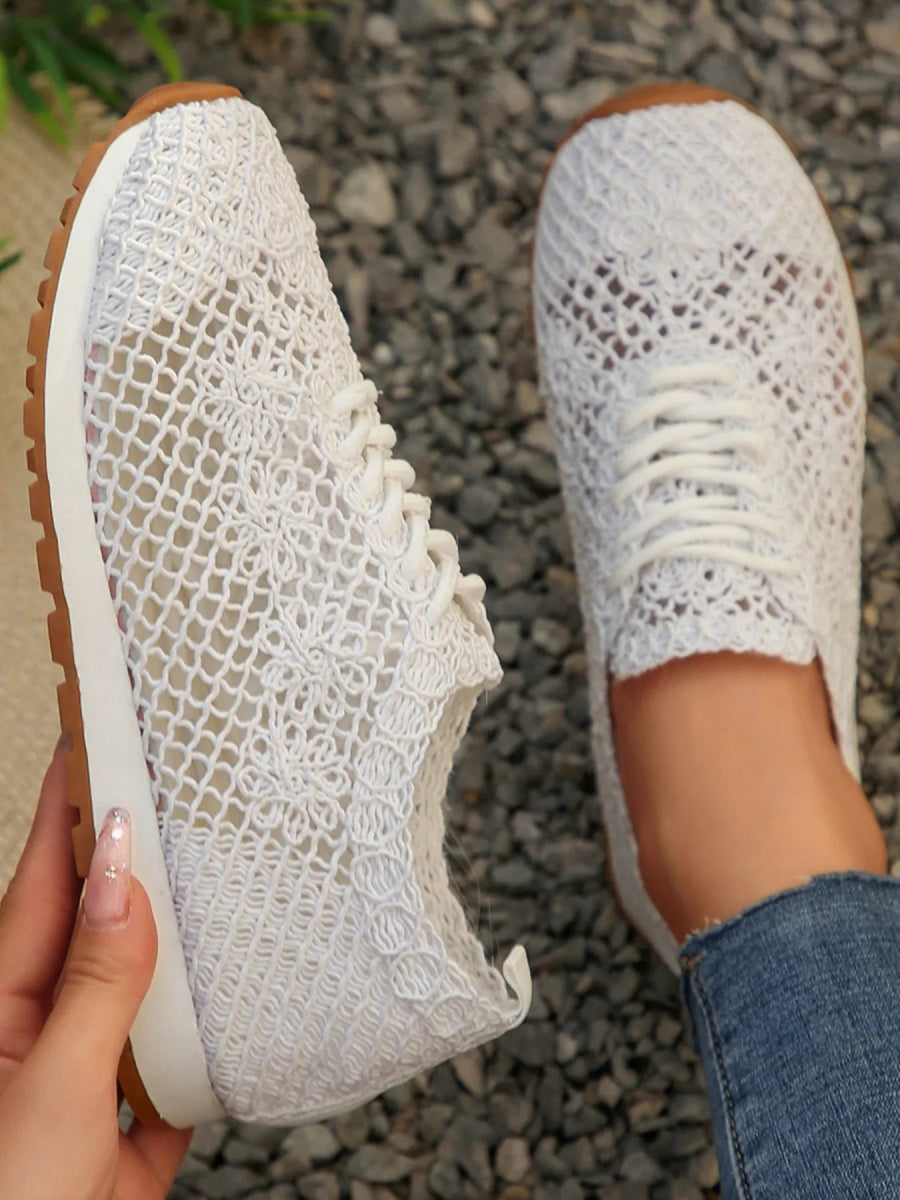 Breathable Mesh Lace - Up Sneakers - CELIVINE
