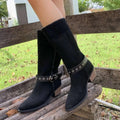 Point Toe Block Heels Boots - CELIVINE