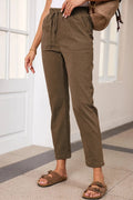 Drawstring Straight Pants with Pockets - CELIVINE