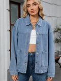 Washed Oversized Button Down Denim Jacket - CELIVINE