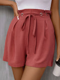 Tied Solid Color Shorts - CELIVINE