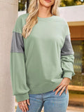 Striped Round Neck Long Sleeve Sweatshirt - CELIVINE