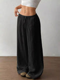 Full Size Drawstring Wide Leg Pants Plus Size - CELIVINE