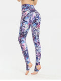 Printed Wide Waistband Active Leggings with Stirrups - CELIVINE
