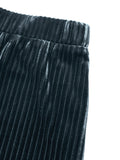 High - Waisted Ribbed Velvet Flare Pants - CELIVINE