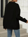Johnny Collar Drop Shoulder Long Sleeve Sweatshirt - CELIVINE